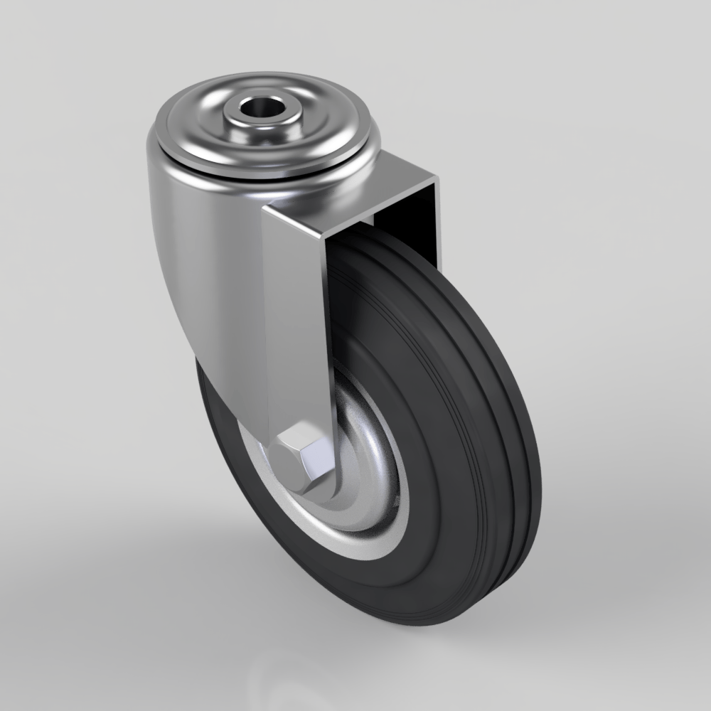 Pressed Steel Bolt Hole Swivel Castor 125mm 100kg Load