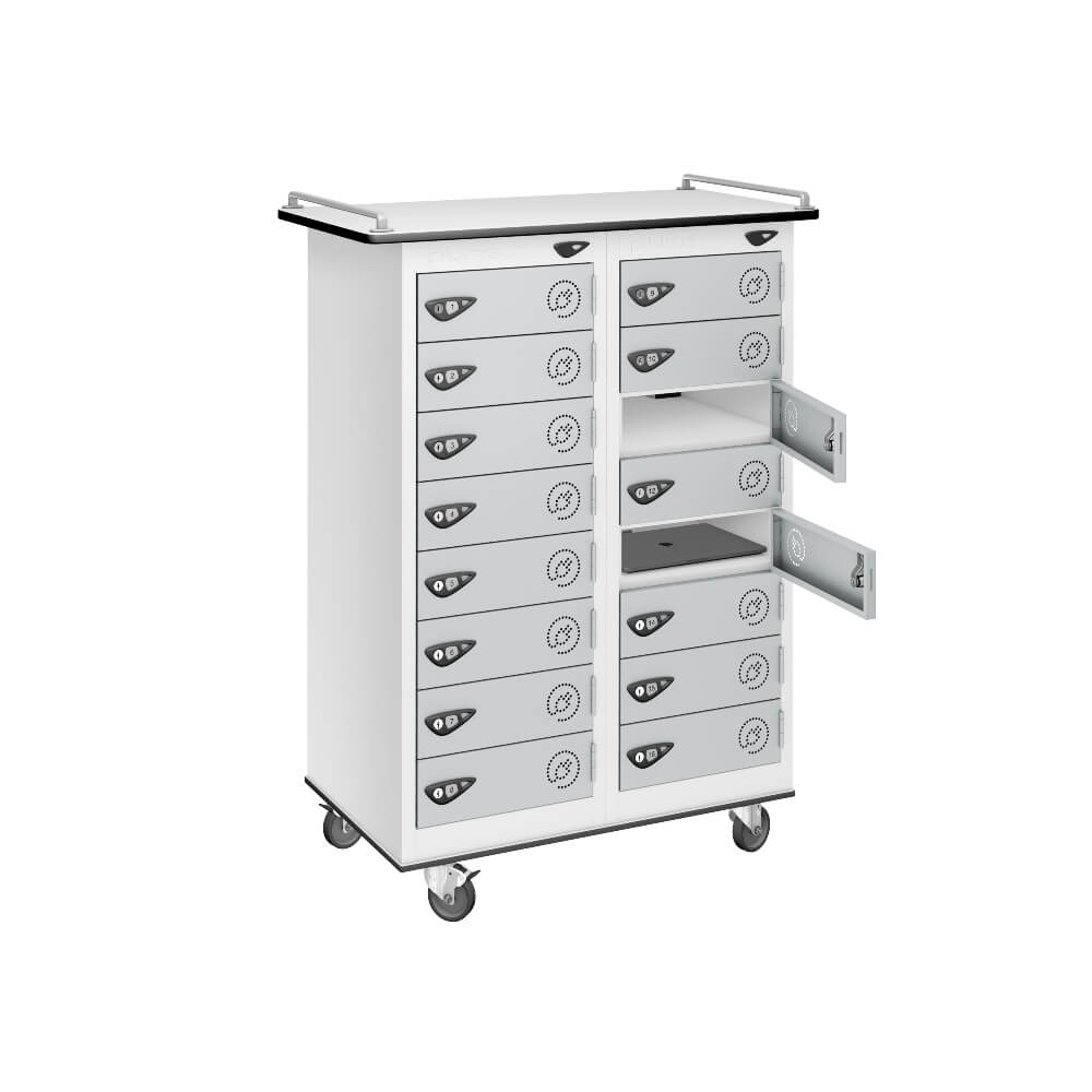 16 Compartment Laptop Charging Trolley with 16 Door Access