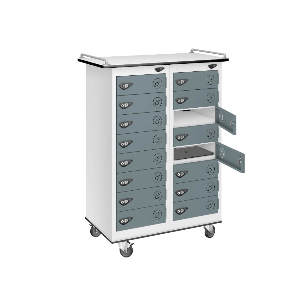 16 Compartment Laptop Charging Trolley with 16 Door Access