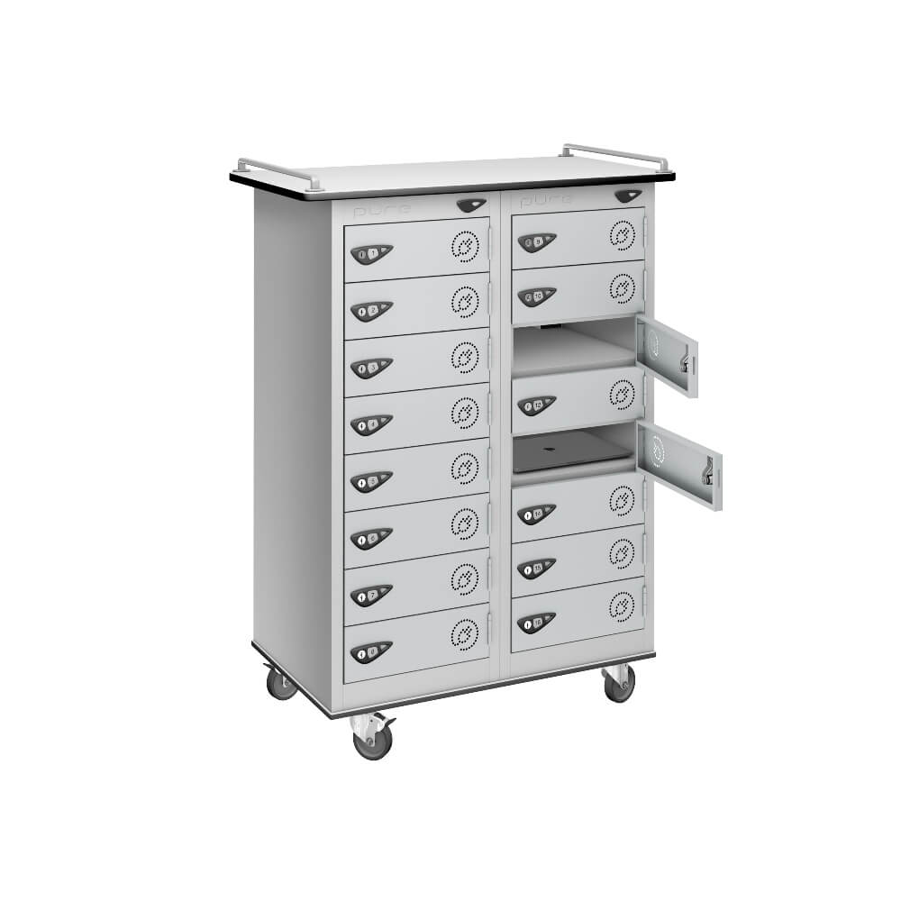 16 Compartment Laptop Charging Trolley with 16 Door Access