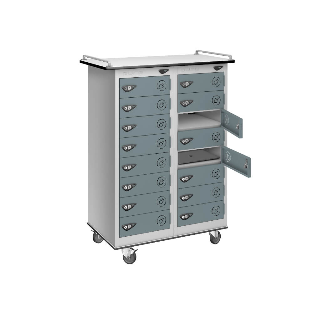 16 Compartment Laptop Charging Trolley with 16 Door Access