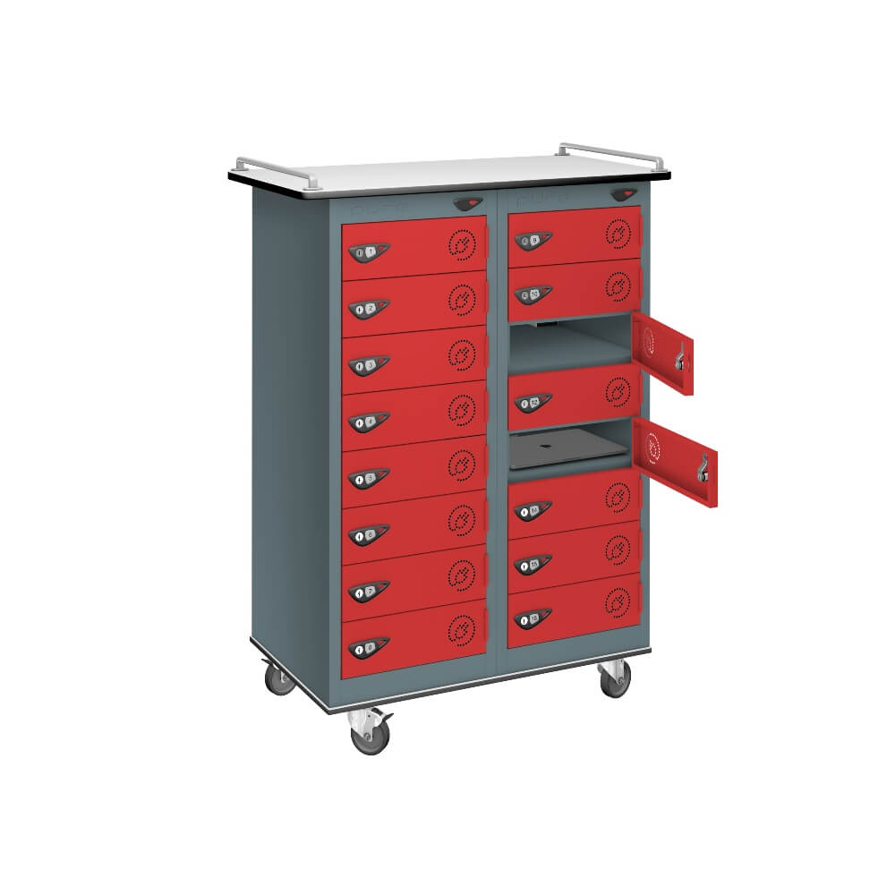 16 Compartment Laptop Charging Trolley with 16 Door Access