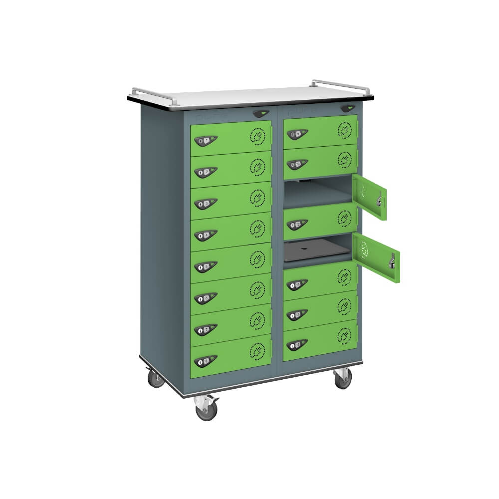 16 Compartment Laptop Charging Trolley with 16 Door Access