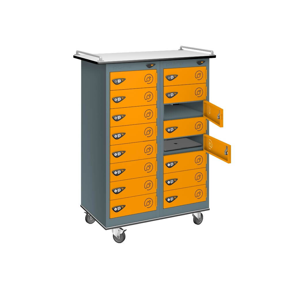 16 Compartment Laptop Charging Trolley with 16 Door Access