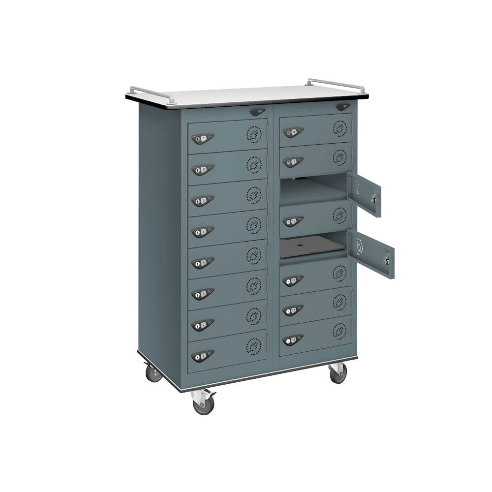 16 Compartment Laptop Charging Trolley with 16 Door Access