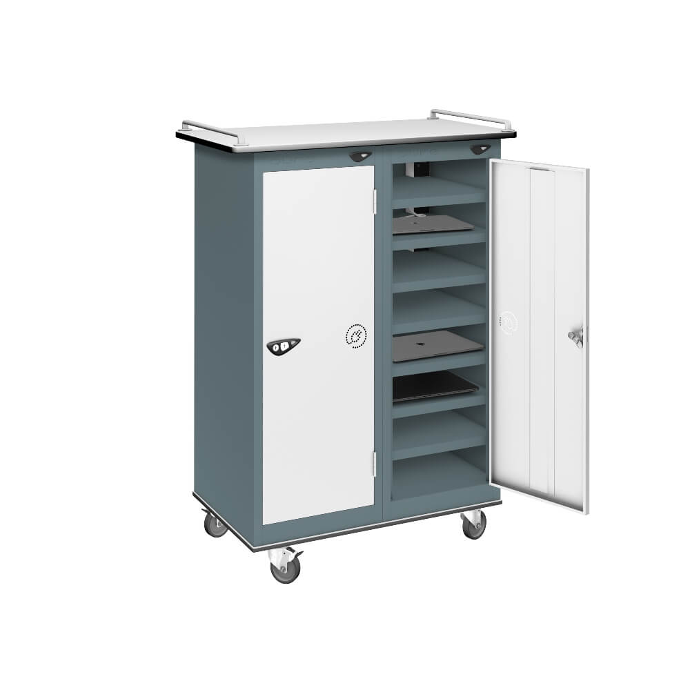 16 Compartment Laptop Charging Trolley with 2 Door Access