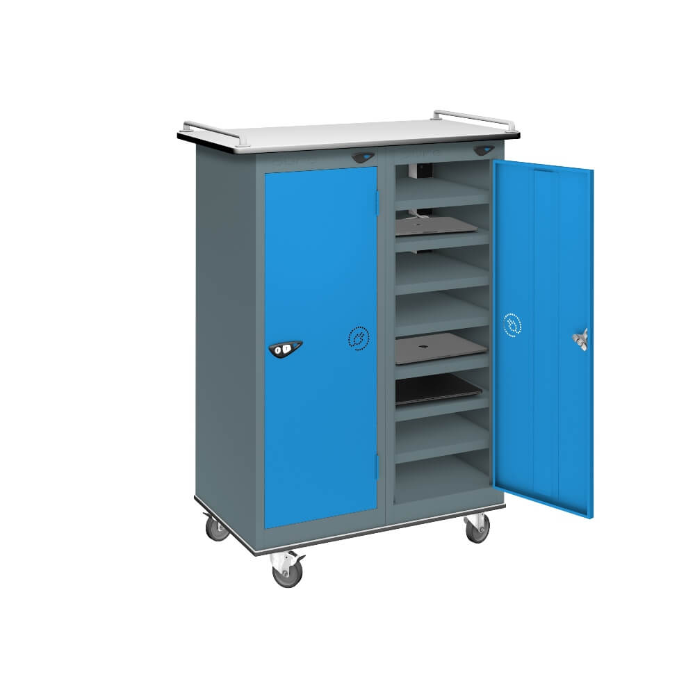 16 Compartment Laptop Charging Trolley with 2 Door Access