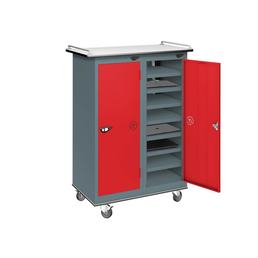 16 Compartment Laptop Charging Trolley with 2 Door Access