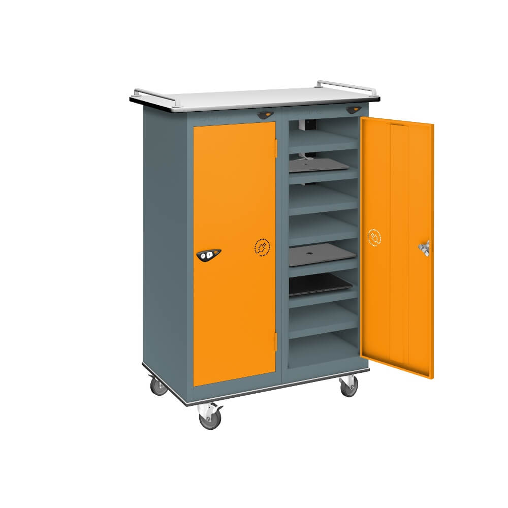 16 Compartment Laptop Charging Trolley with 2 Door Access