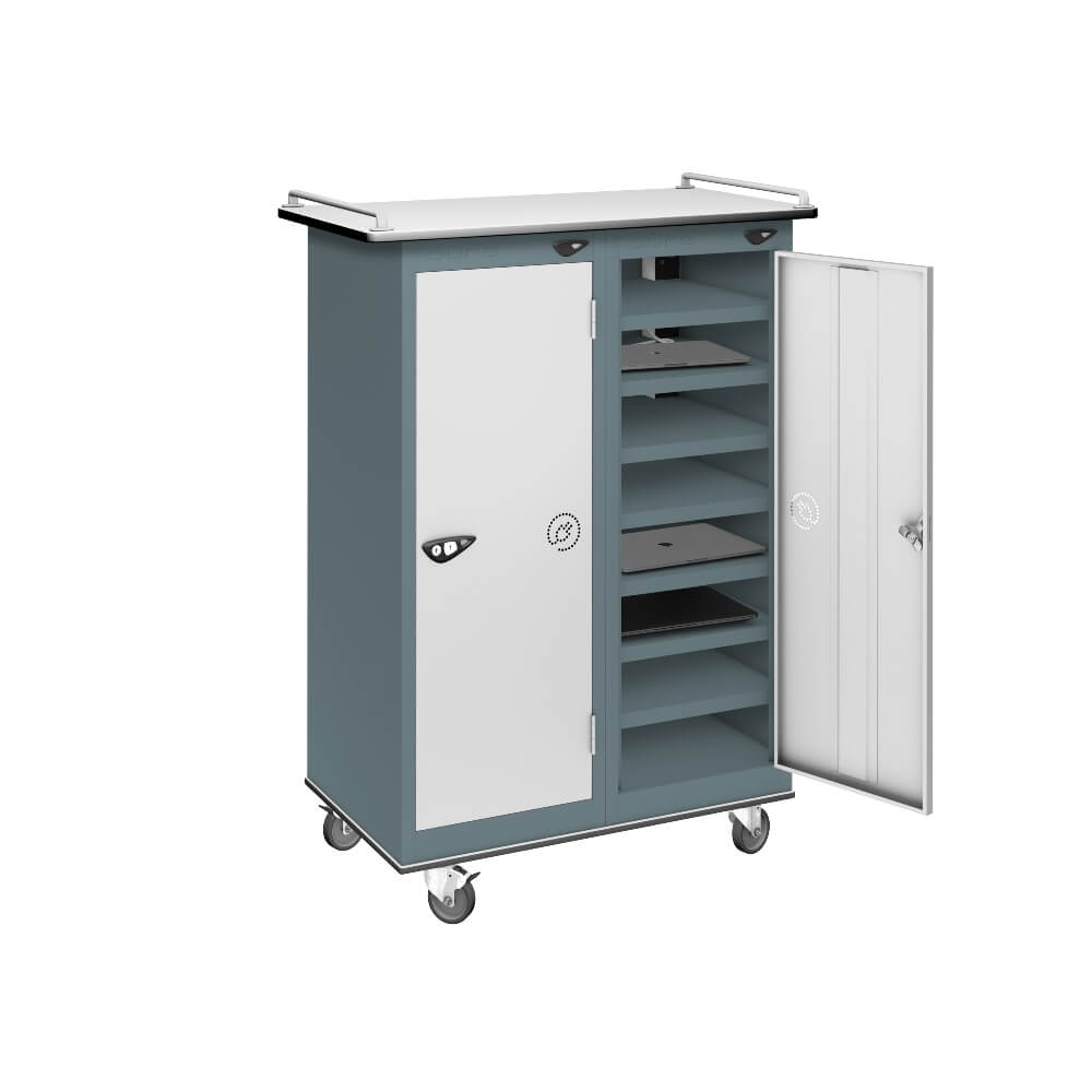 16 Compartment Laptop Charging Trolley with 2 Door Access