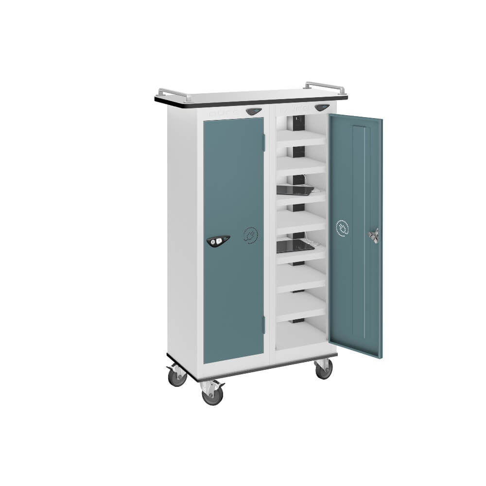 16 Compartment Tablet Charging Trolley with 2 Door Access