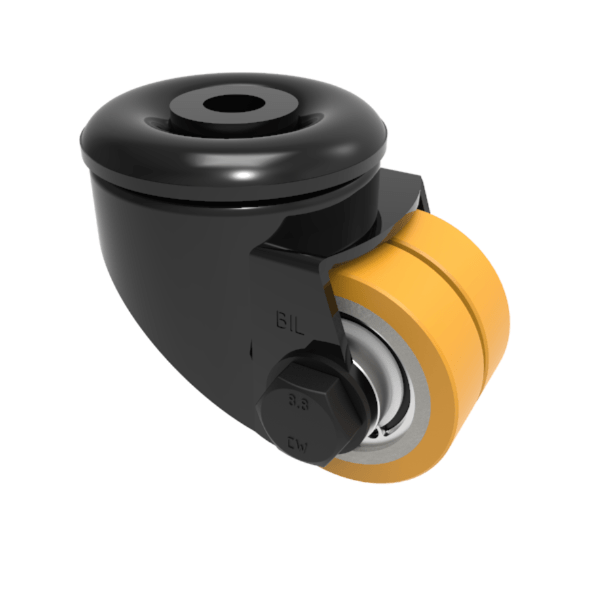 Polyurethane Cast Iron Bolt Hole Swivel Castor 48mm 200kg Load