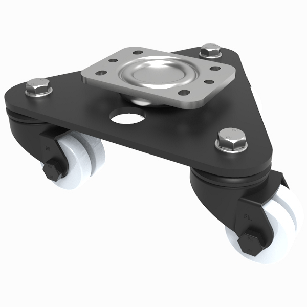 Scenery Skate Nylon Plate Twin Swivel Castor 50mm 300kg Load