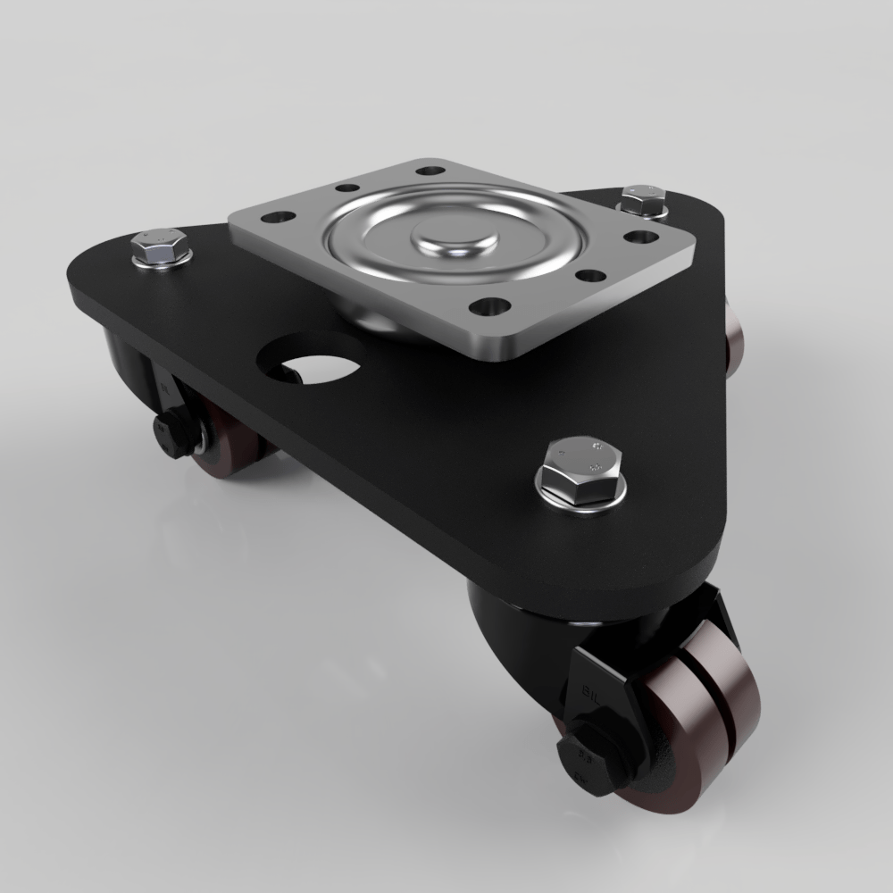 Scenery Skate Polyurethane Cast Iron Plate Twin Swivel Castor 50mm 360kg Load