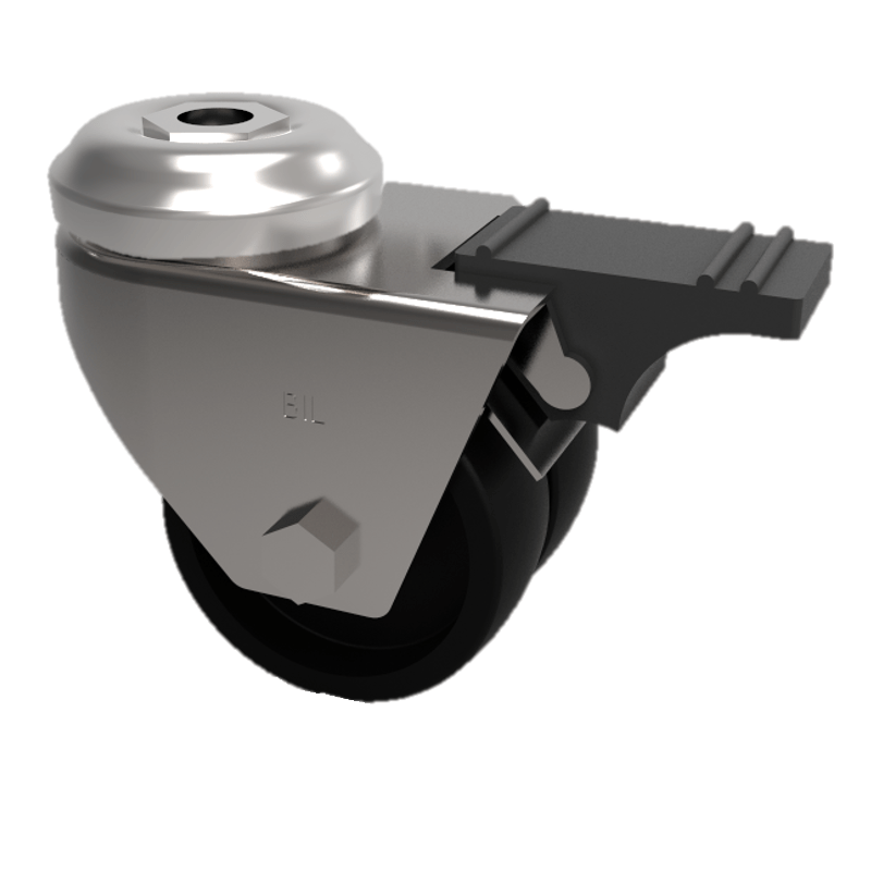Polypropylene Bolt Hole Swivel Castor Brake 75mm 80kg Load