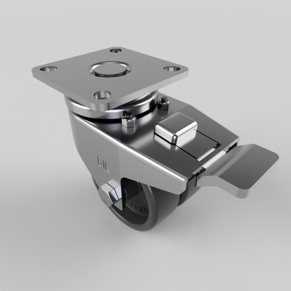 Polypropylene Plate Swivel Castor Brake 50mm 60kg Load