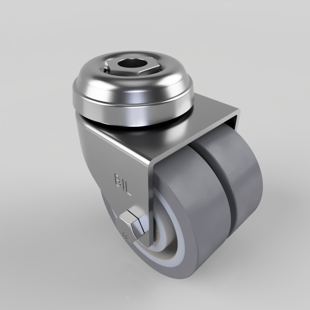 Grey Rubber Bolt Hole Swivel Castor 50mm 55kg Load