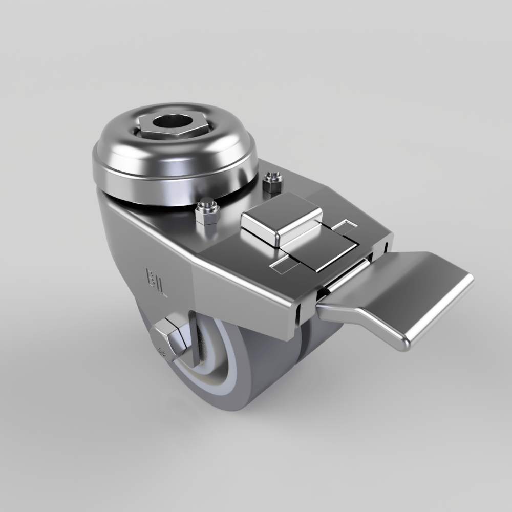 Electrically Conductive Rubber Bolt Hole Swivel Castor Brake 50mm 55kg