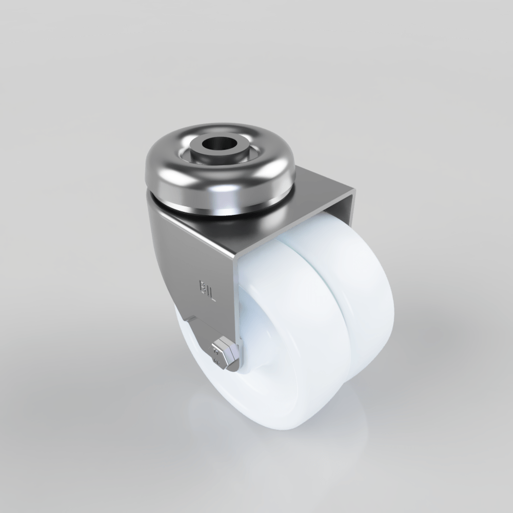 Nylon Bolt Hole Swivel Castor 75mm 100kg Load