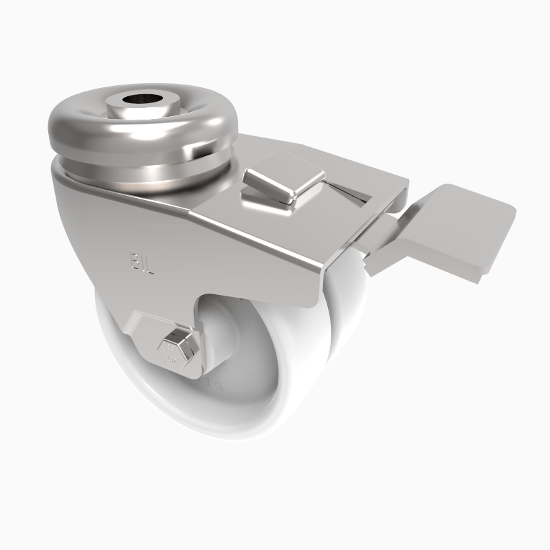 Nylon Bolt Hole Swivel Castor Brake 75mm 100kg Load