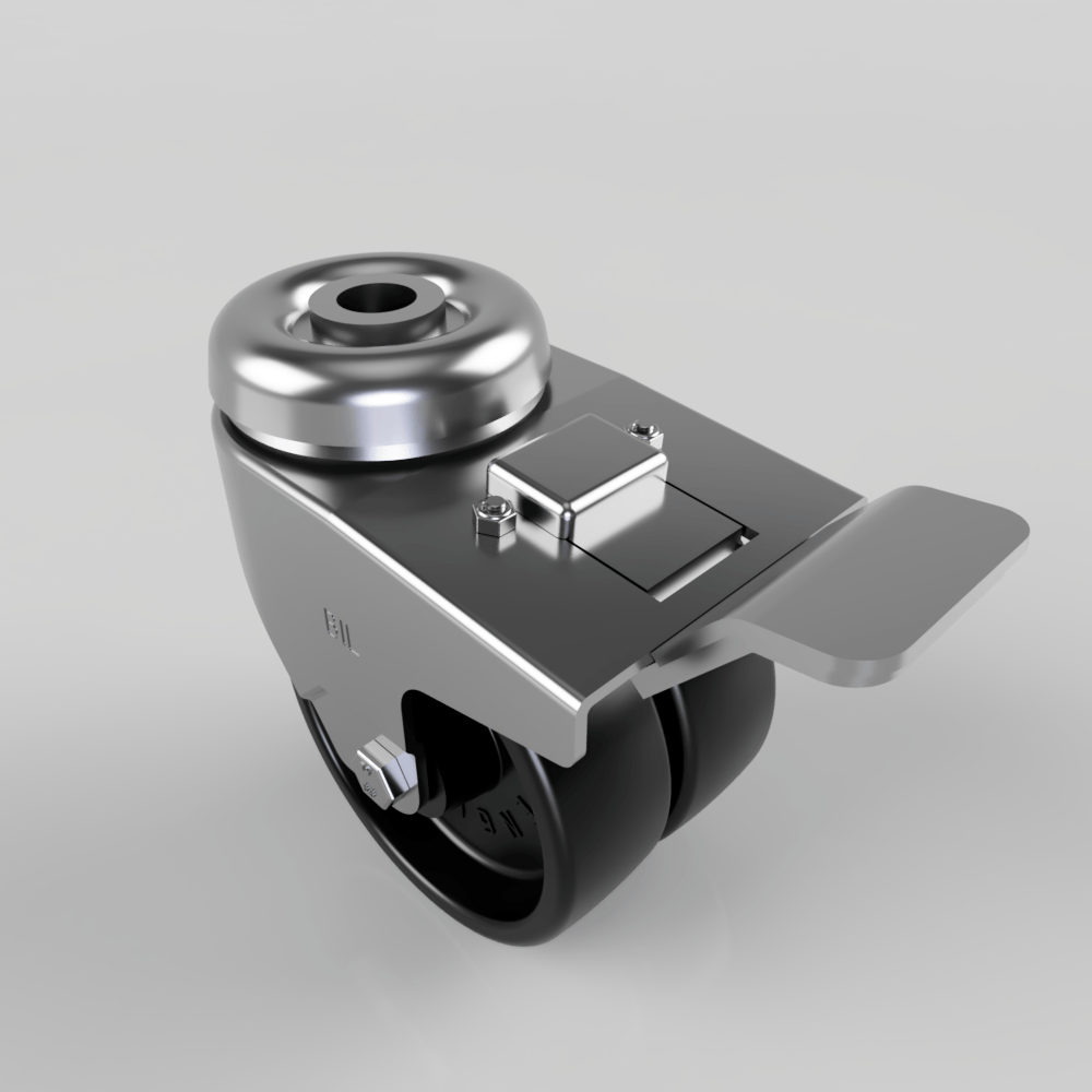 Polypropylene Bolt Hole Swivel Braked Castor 75mm 90kg Load