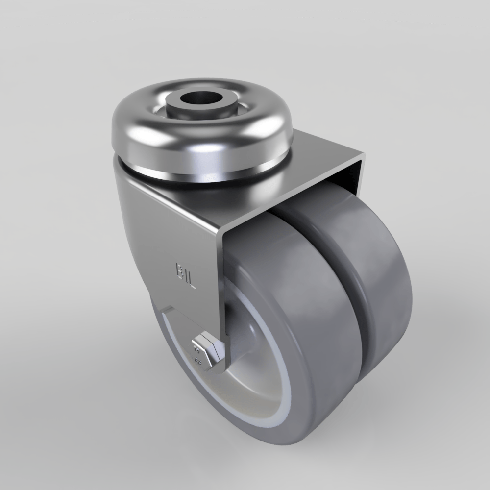 Rubber Bolt Hole Swivel Castor 75mm 90kg Load