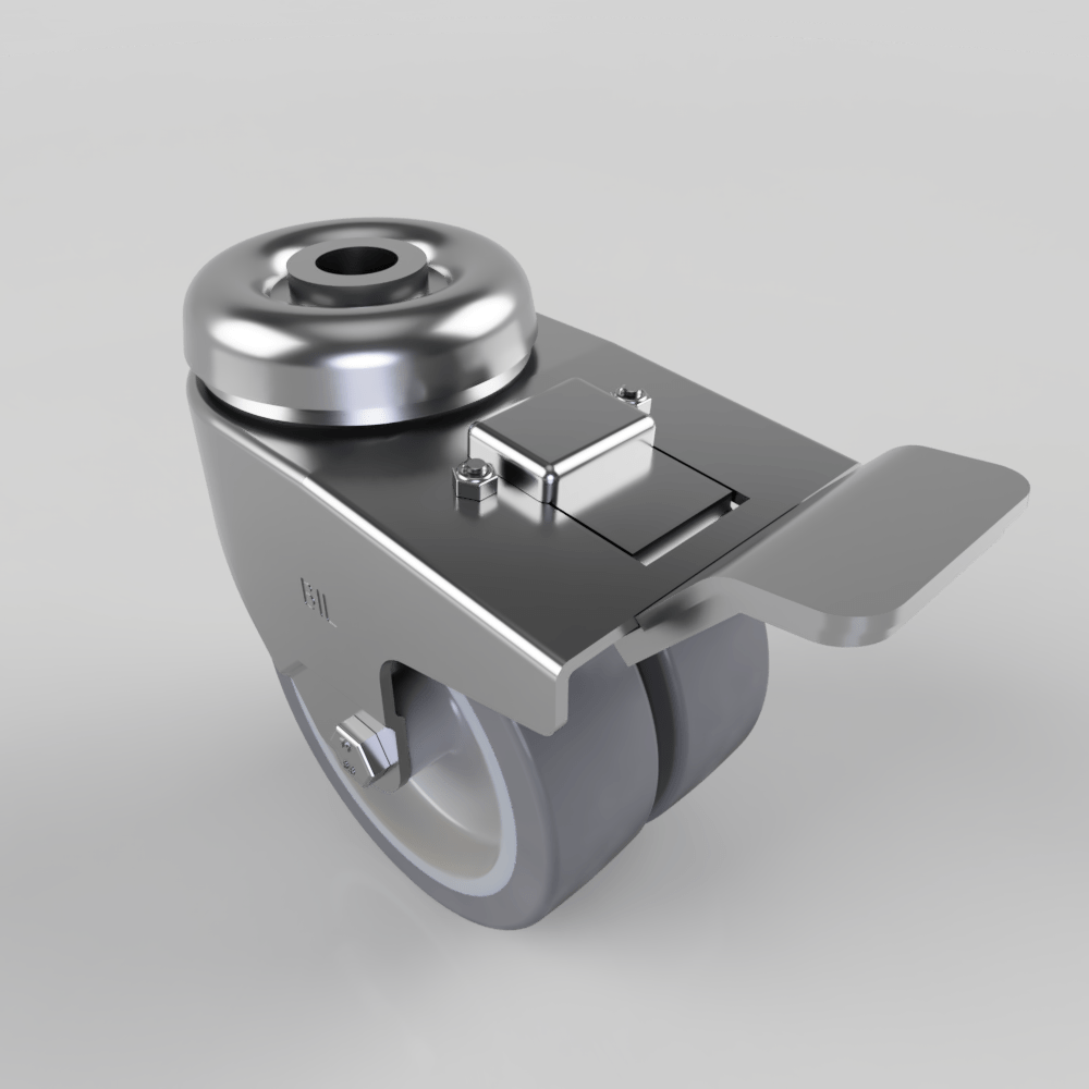 Grey Rubber Bolt Hole Swivel Castor Brake 75mm 90kg Load