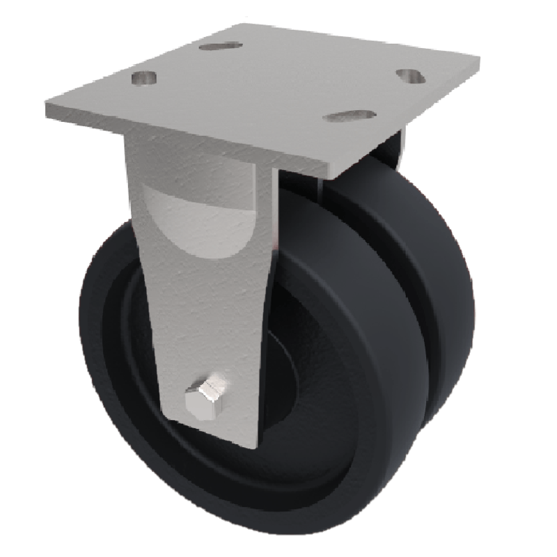 Elastic Rubber Cast Iron Plate Fixed Castor 125mm 600kg Load