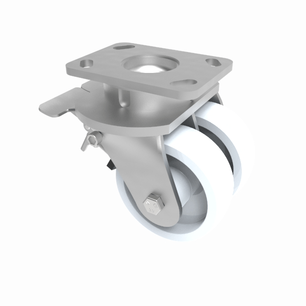 Nylon Plate Swivel Castor Brake 125mm 1500kg Load