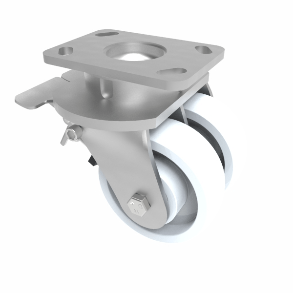 Nylon Plate Swivel Castor Brake 125mm 1500kg Load