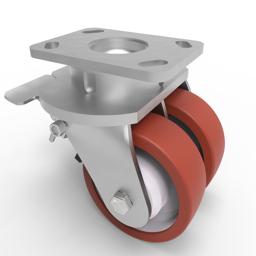 Polyurethane Nylon Plate Swivel Castor Brake 125mm 1000kg Load