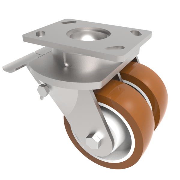 Polyurethane Nylon Plate Swivel Castor Brake 200mm 1500kg Load