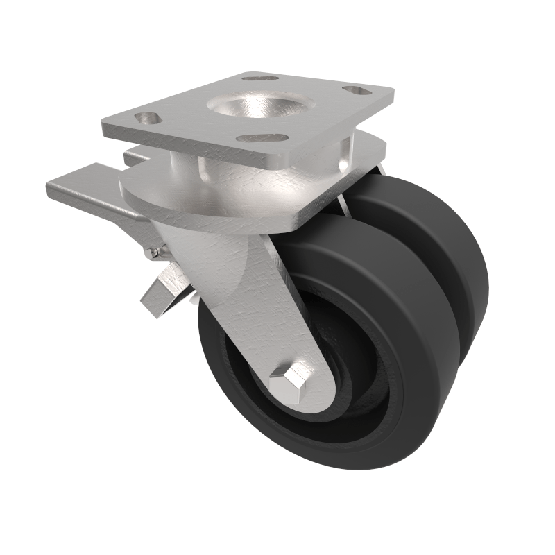 Elastic Rubber Cast Iron Plate Swivel Castor Brake 150mm 700kg Load