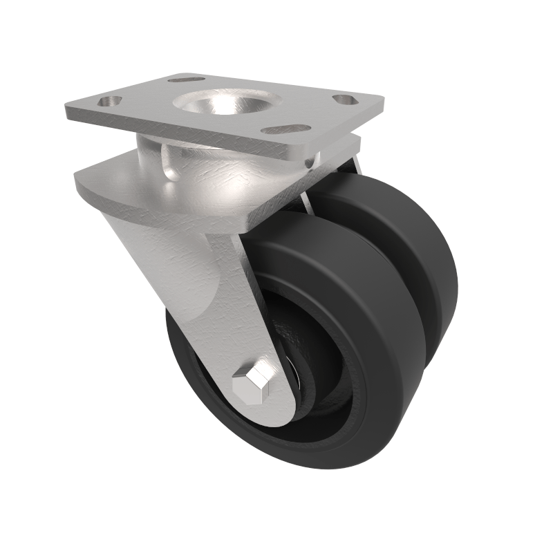 Elastic Rubber Cast Iron Plate Swivel Castor 150mm 700kg Load