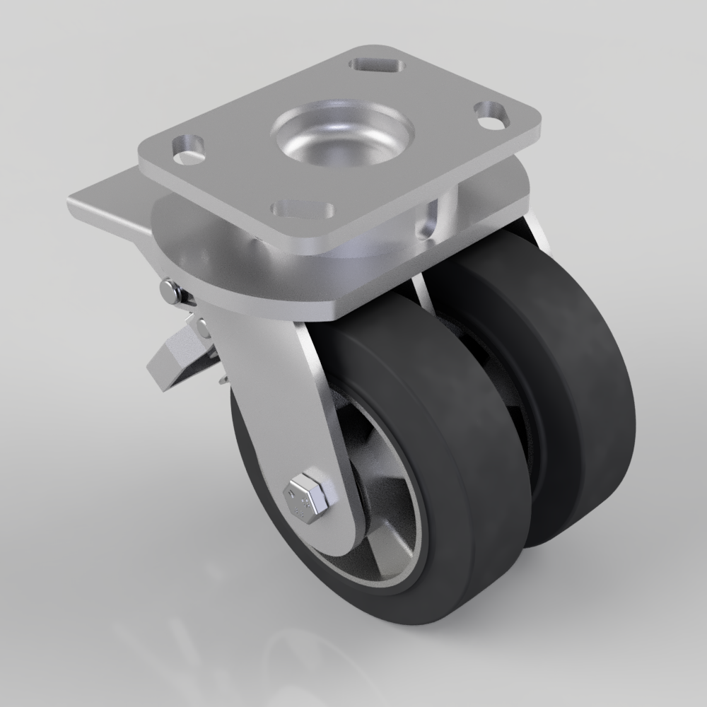 Elastic Rubber on Aluminium Plate Swivel Castor Brake 150mm 700kg Load