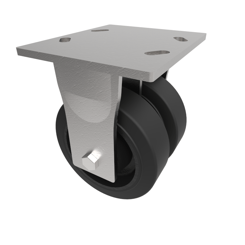 Elastic Rubber Cast Iron Plate Fixed Castor 150mm 700kg Load