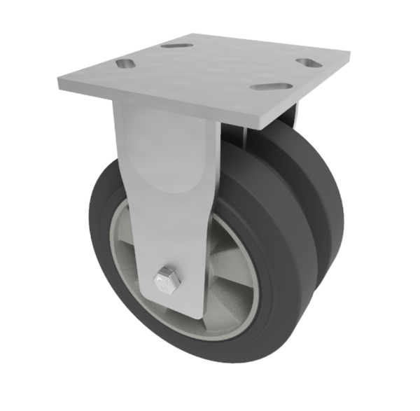 Elastic Rubber on Aluminium Plate Fixed Castor 200mm 1000kg Load