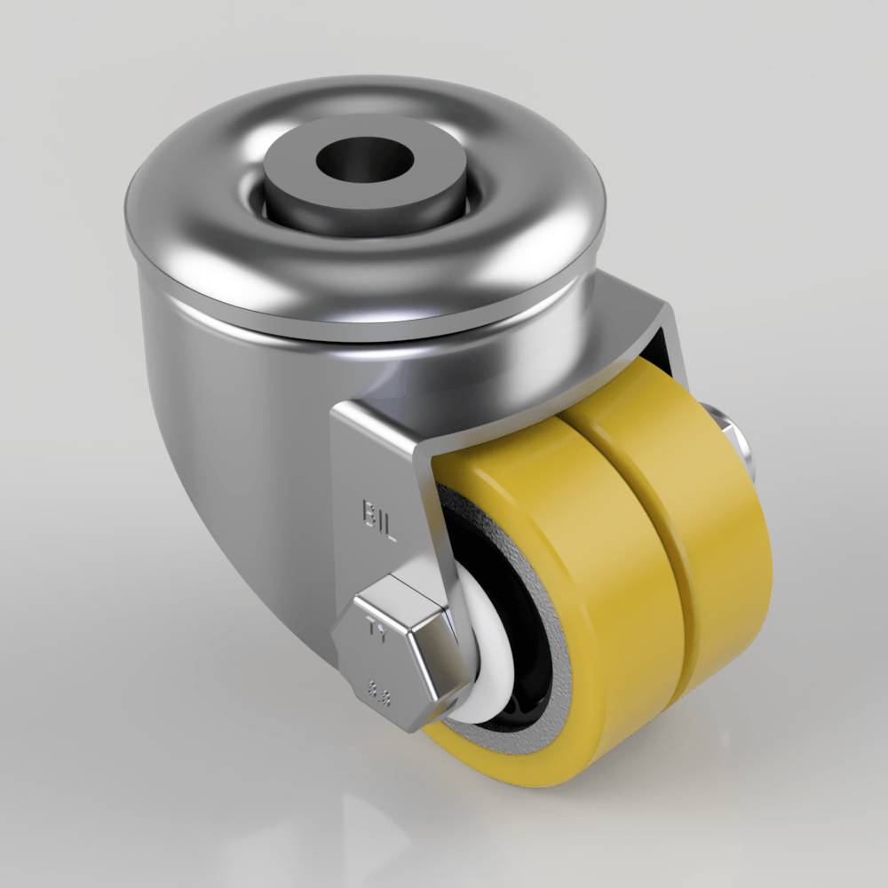Polyurethane Bolt Hole Swivel Castor 48mm 200kg Load