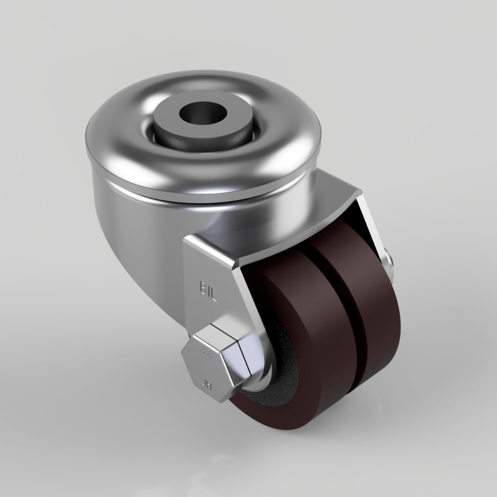 Polyurethane Bolt Hole Swivel Castor 50mm 160kg Load