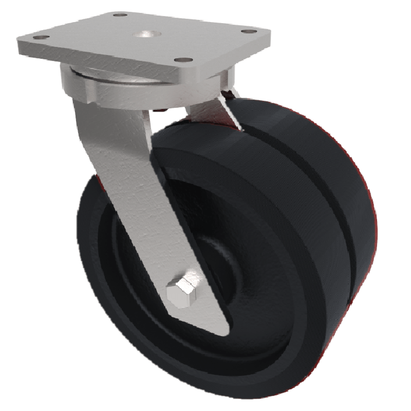 Elastic Rubber Cast Iron Plate Swivel Castor 150mm 800kg Load