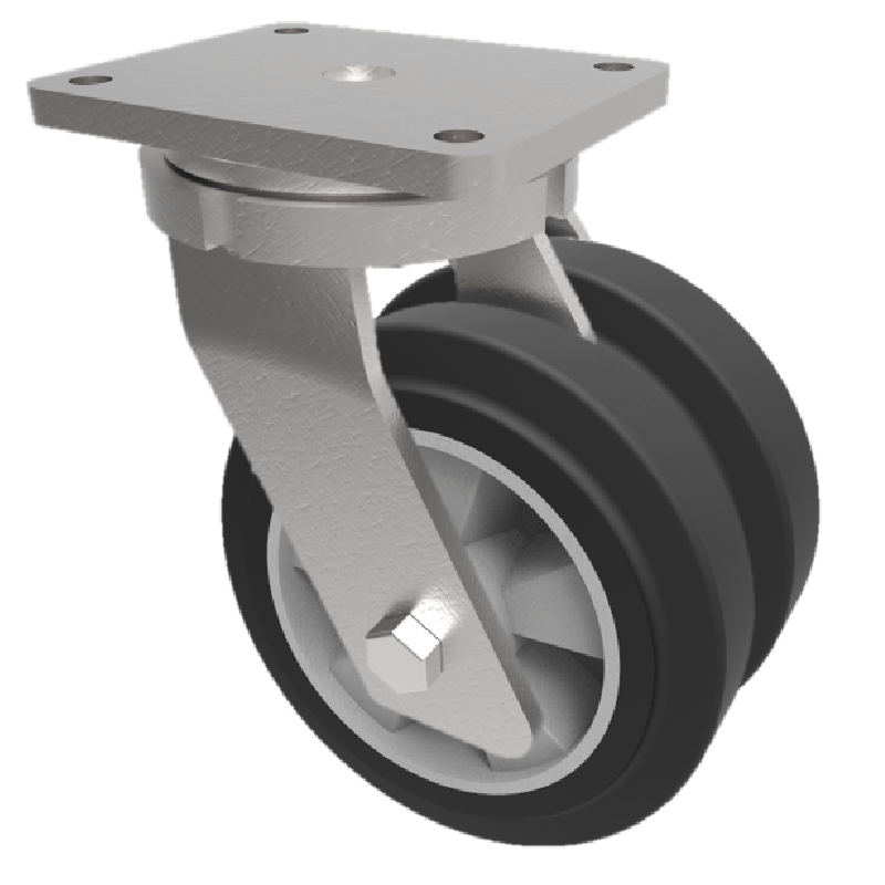 Elastic Rubber on Aluminium Plate Swivel Castor 200mm 1000kg Load