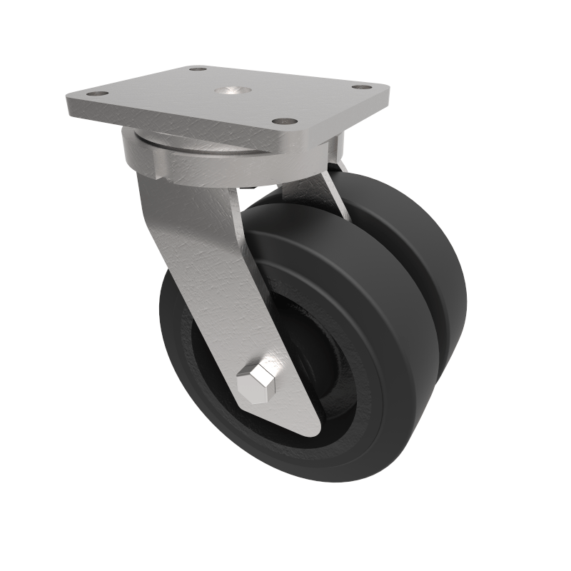 Elastic Rubber Cast Iron Plate Swivel Castor 250mm 1000kg Load