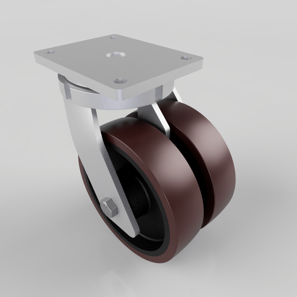 Polyurethane Cast Iron Plate Swivel Castor 200mm 2000kg Load