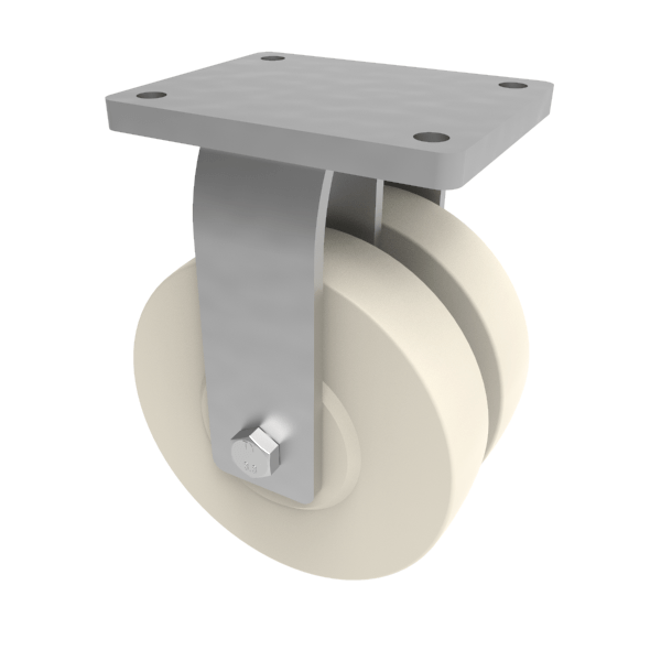 Nylon Plate Fixed Castor 200mm 3000kg Load