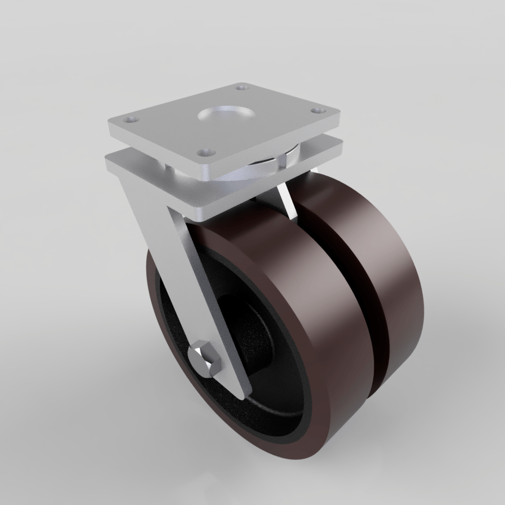 Polyurethane Cast Iron Plate Swivel Castor 300mm 4400kg Load