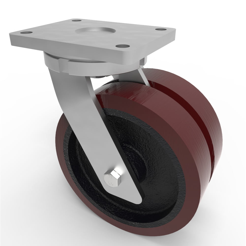 Polyurethane Cast Iron Plate Swivel Castor 250mm 2800kg Load