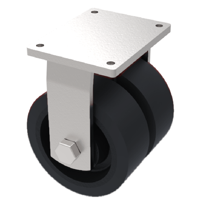 Elastic Rubber Cast Iron Plate Fixed Castor 250mm 1100kg Load