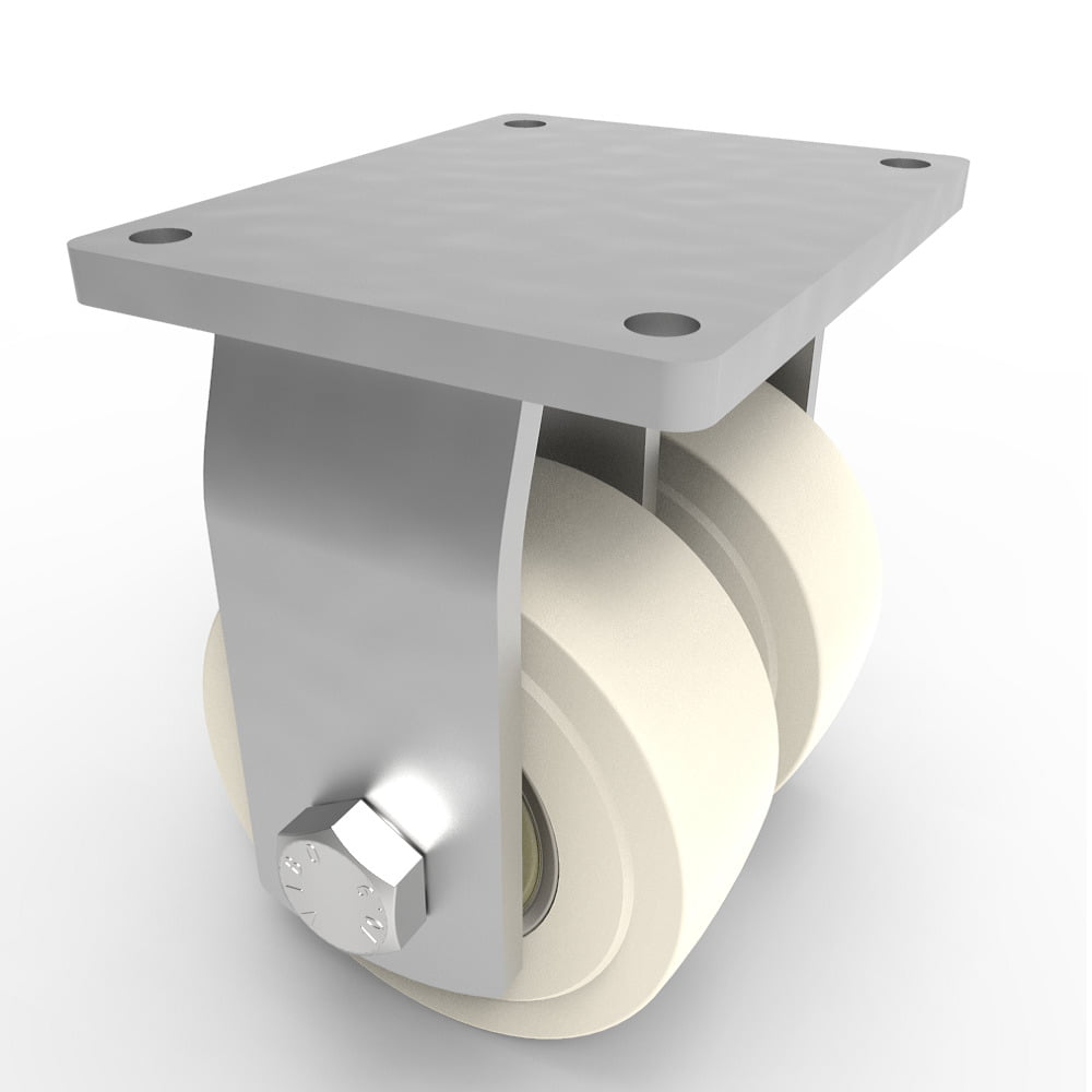 Nylon Plate Fixed Castor 200mm 7500kg Load