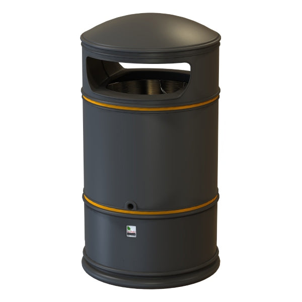 Heritage Round Hooded Litter Bin - Black