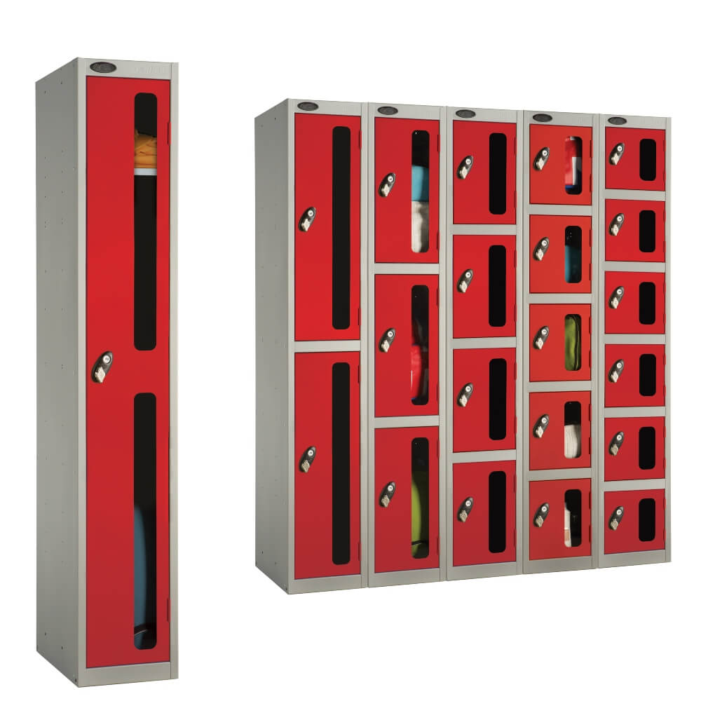Four Compartment Anti Theft Locker With Vision Strip - Nest Of 3